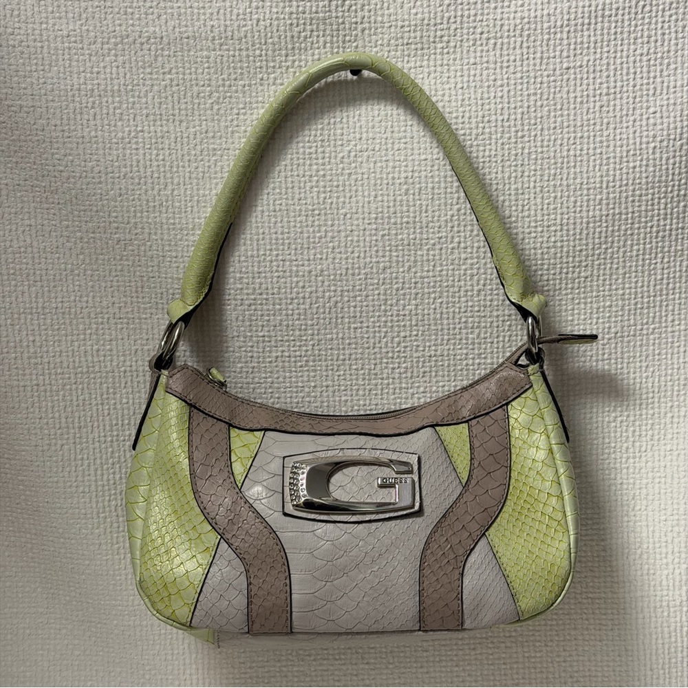 Guess Shoulder Bag in Lime Green, Light Gray, Taupe